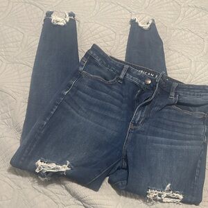 American Eagle Outfitters Women's Dark Blue Distressed Skinny Jeans
